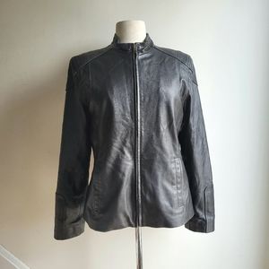 100% Genuine Leather Moto Biker Jacket Black Large